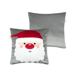 Coussin de Noël carré velours (45 x 45 cm) Edgard Père Noël Gris