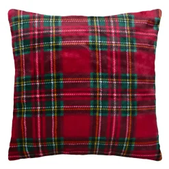 Coussin de Noël carré (45 x 45 cm) Carreaux Tartan Vert et rouge