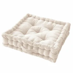 Coussin de sol carré velours de coton (50 x 50 cm) Victor Beige pampa