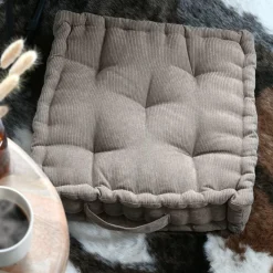 Coussin de sol carré velours (45 x 45 cm) Dandy Taupe