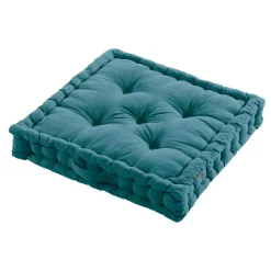 Coussin de sol coton (60 x 60 cm) Pixel Bleu canard