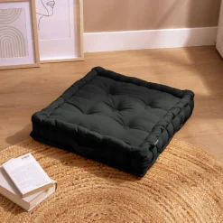 Coussin de sol coton (50 x 50 cm) Pixel Noir