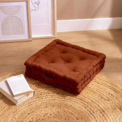 Coussin de sol coton (40 x 40 cm) Pixel Terracotta