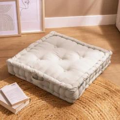 Coussin de sol coton (60 x 60 cm) Pixel Beige
