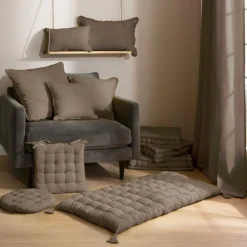 Coussin de sol coton (60 x 60 cm) Pixel Taupe