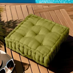 Coussin de sol extérieur capitonné (50 x 50 cm) Sunset Vert olive
