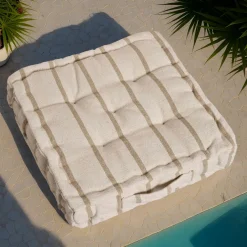 Coussin de sol extérieur toile de coton (45 x 45 cm) Ocealys Beige