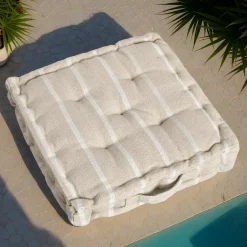 Coussin de sol extérieur toile de coton (45 x 45 cm) Ocealys Blanc
