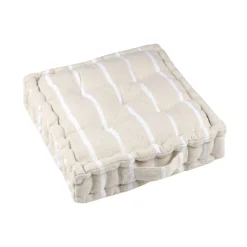 Coussin de sol extérieur toile de coton (45 x 45 cm) Ocealys Blanc