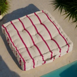 Coussin de sol extérieur toile de coton (45 x 45 cm) Ocealys Rouge