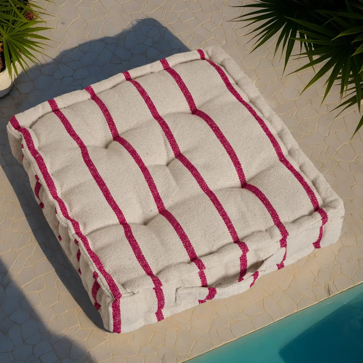 Coussin de sol extérieur toile de coton (45 x 45 cm) Ocealys Rouge