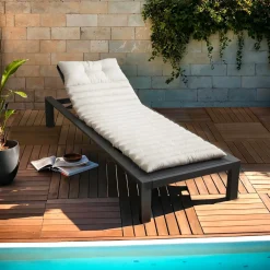 Coussin de transat capitonné (180 x 60 cm) Sunset Ecru