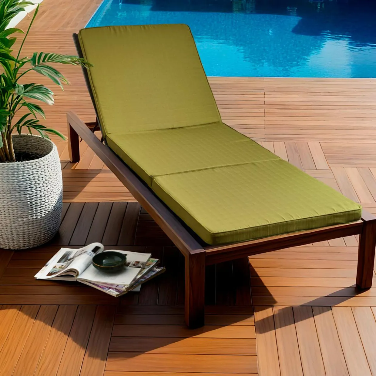 Coussin de transat déhoussable (190 x 60 cm) Sunset Vert olive