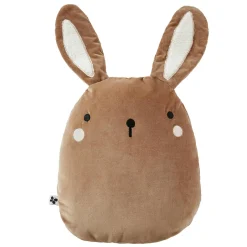 Coussin enfant lapin velours (40 x 45 cm) Pompon Marron