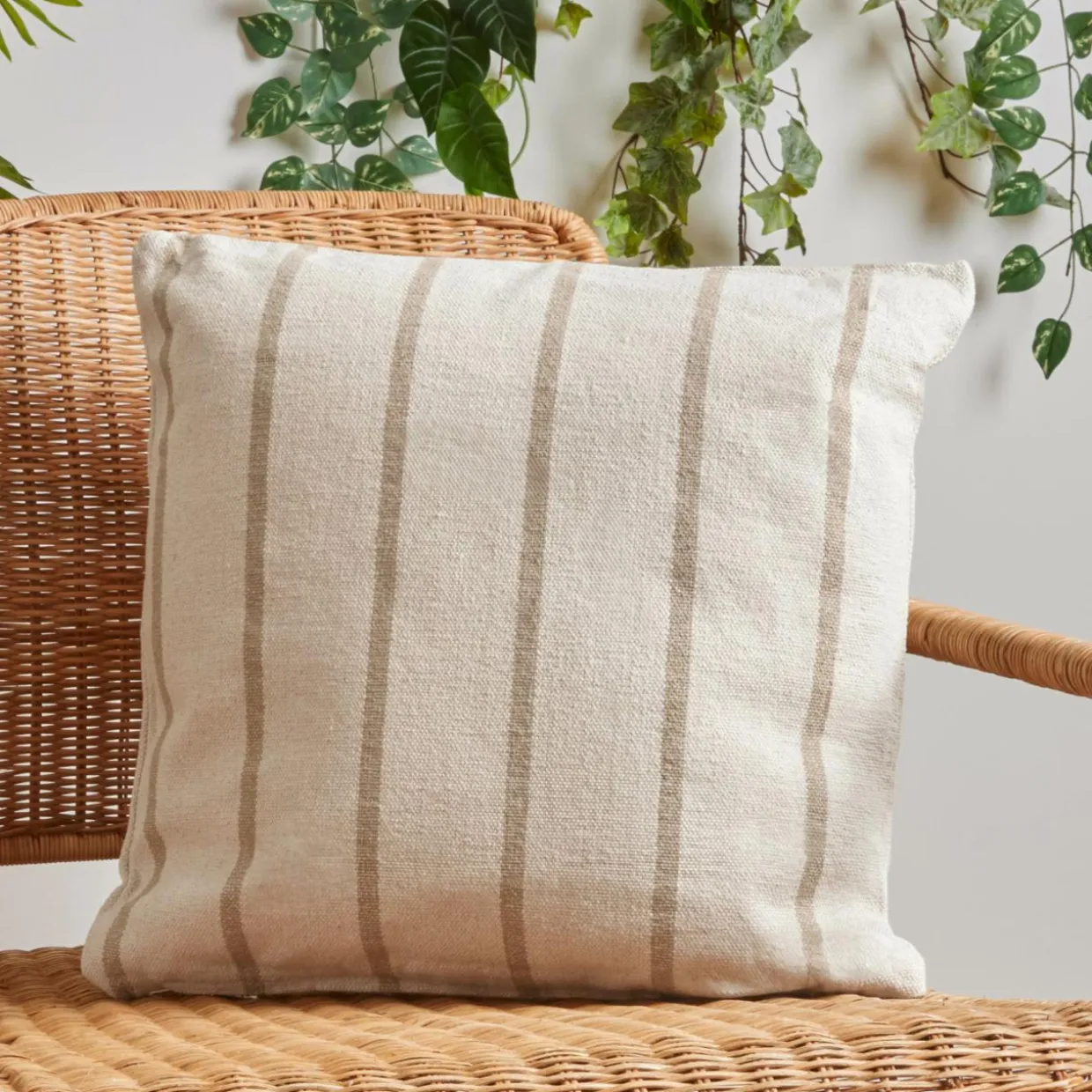 Coussin extérieur carré toile de coton (50 x 50 cm) Ocealys Beige