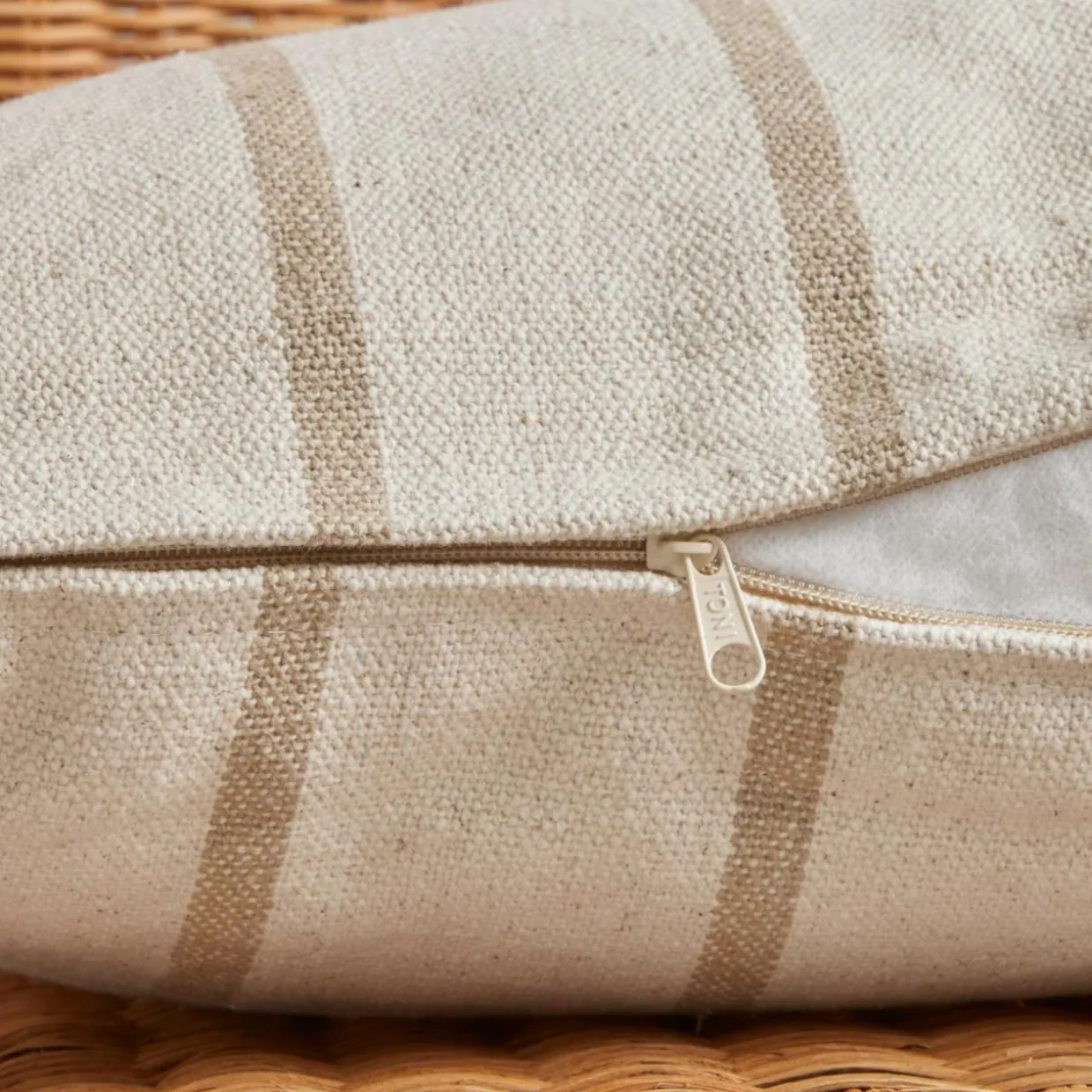 Coussin extérieur carré toile de coton (50 x 50 cm) Ocealys Beige