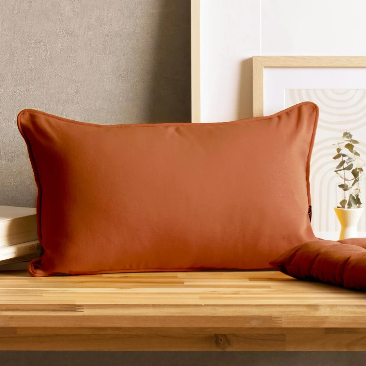Coussin rectangulaire coton (30 x 50 cm) Pixel Terracotta