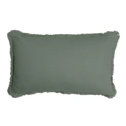 Coussin rectangulaire coton (40 x 60 cm) Pixel franges Vert kaki