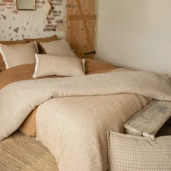 Coussin rectangulaire coton texturé (50 x 80 cm) Jamy Marron