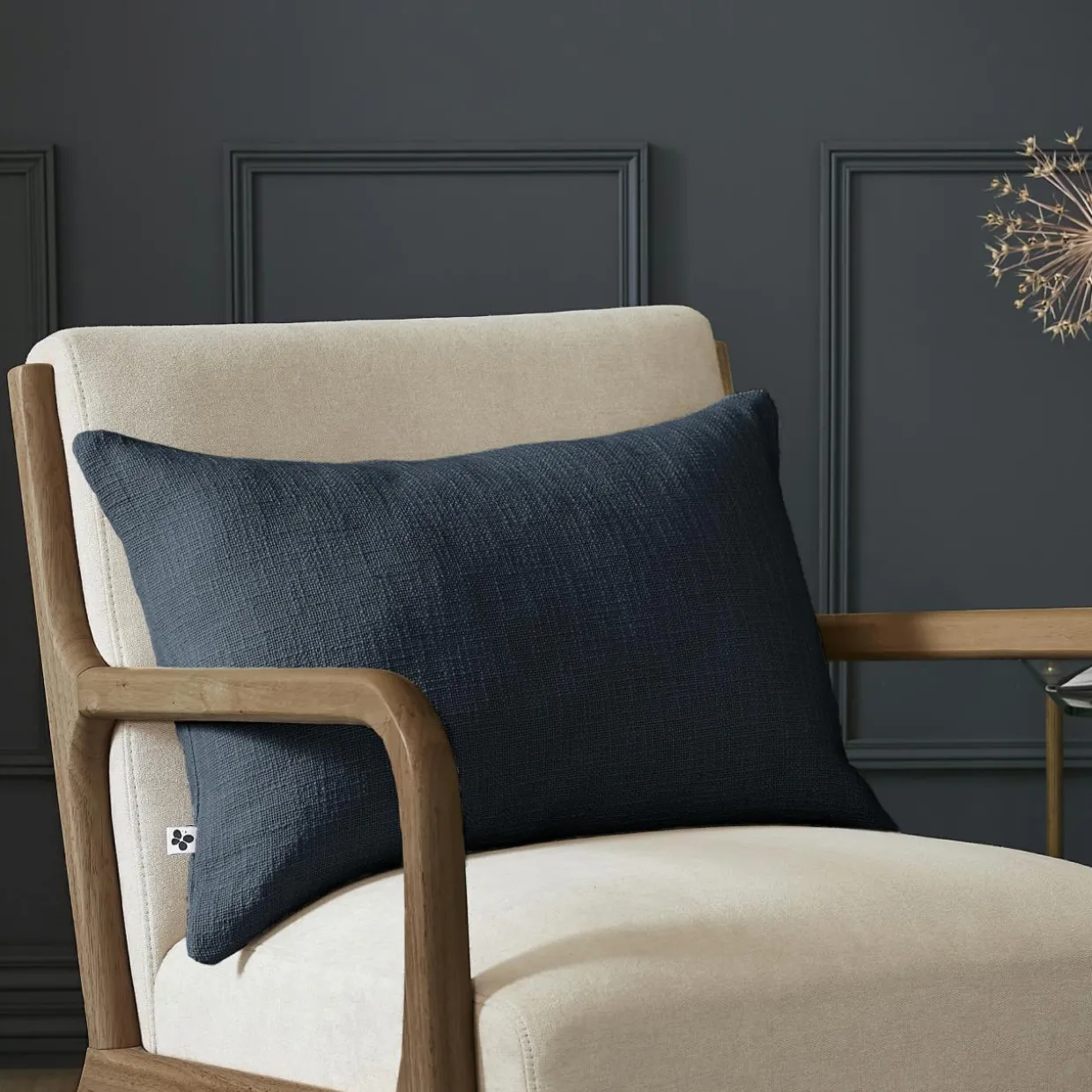 Coussin rectangulaire coton (40 x 60 cm) Sixtine Bleu nuit