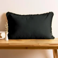 Coussin rectangulaire coton (40 x 60 cm) Pixel franges Noir