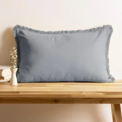 Coussin rectangulaire coton (40 x 60 cm) Pixel franges Gris