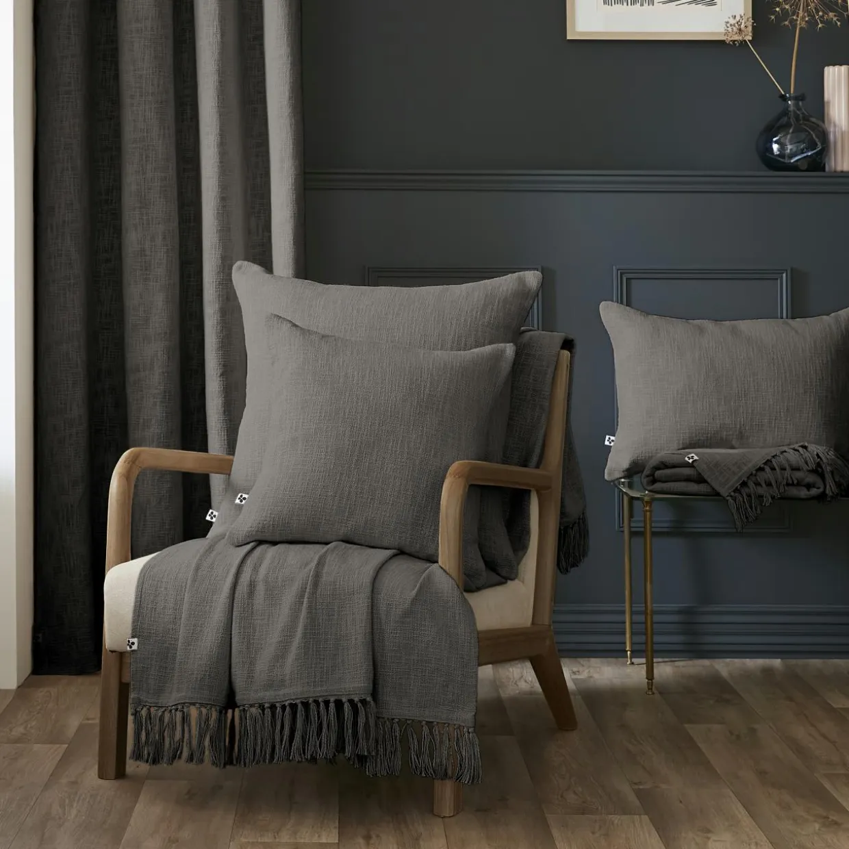 Coussin rectangulaire coton (40 x 60 cm) Sixtine Gris ardoise
