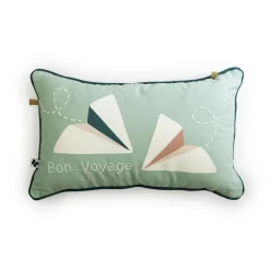 Coussin rectangulaire enfant coton (30 x 50 cm) Petits papiers Bleue