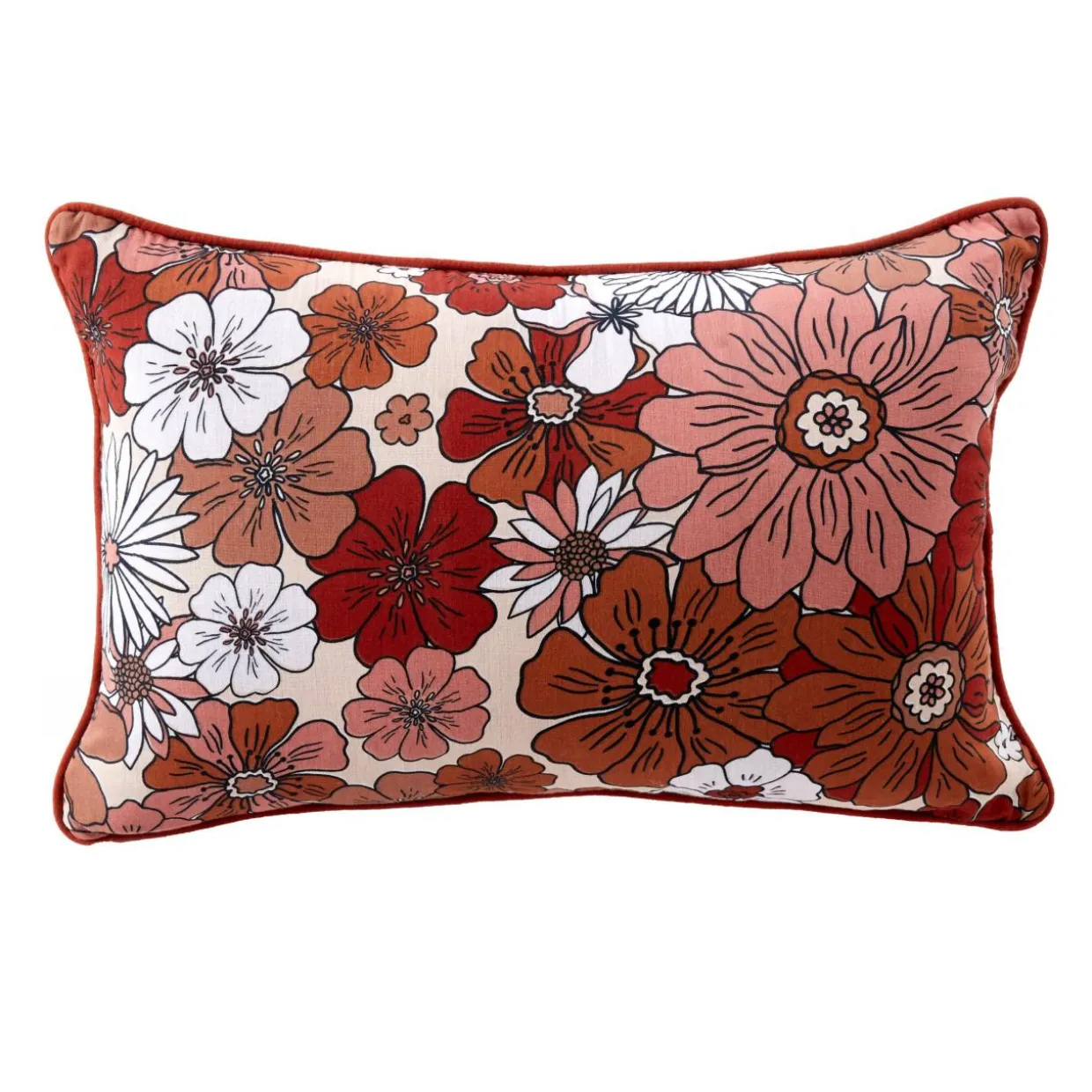 Coussin rectangulaire en gaze de coton (40 x 60 cm) Gaïa azalée Terracotta