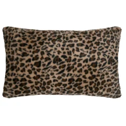 Coussin rectangulaire fausse fourrure léopard (50 x 80 cm) Fauves Camel