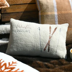 Coussin rectangulaire fausse fourrure (30 x 50 cm) Wildforest Ecru
