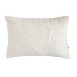 Coussin rectangulaire flanelle (40 x 60 cm) Flore Ecru