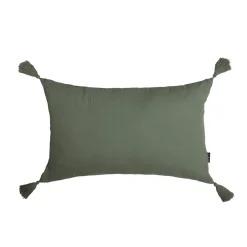 Coussin rectangulaire gaze de coton (40 x 60 cm) Gaïa Vert romarin