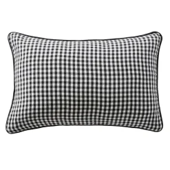 Coussin rectangulaire gaze de coton (40 x 60 cm) Gaïa vichy Noir