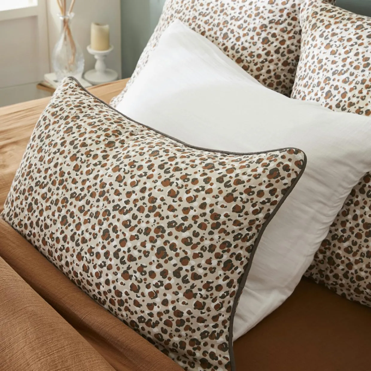 Coussin rectangulaire gaze de coton (40 x 60 cm) Rosa Marron
