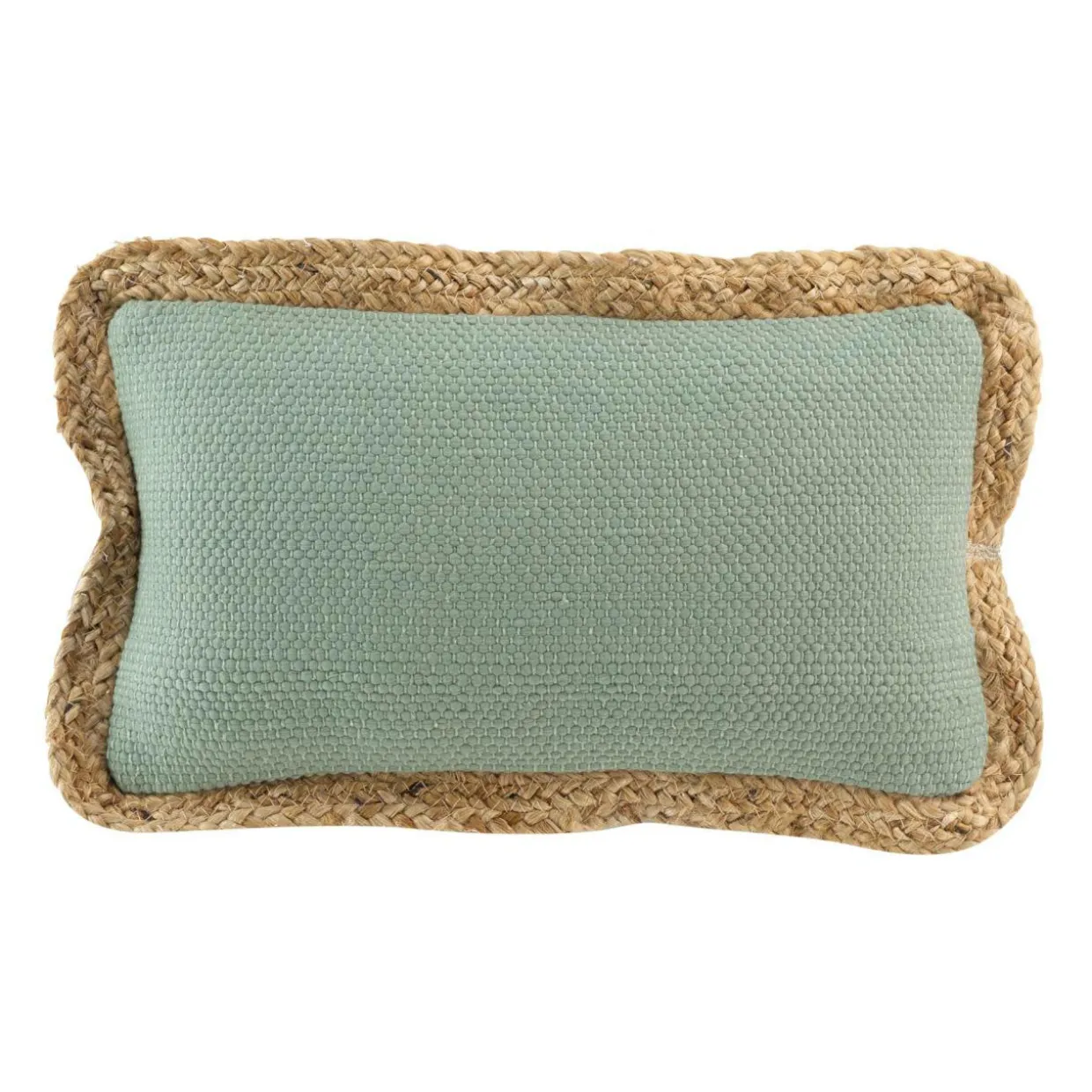 Coussin rectangulaire jute et coton (30 x 50 cm) Akina Vert sauge
