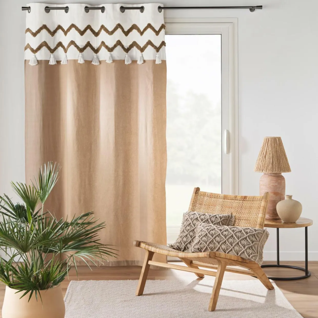 Coussin rectangulaire macramé (30 x 50 cm) Indy Taupe