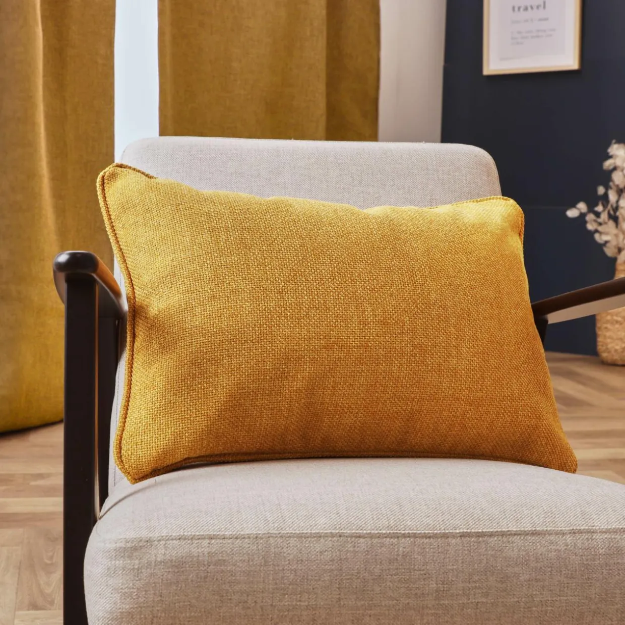Coussin rectangulaire tissé (40 x 60 cm) Alba Jaune moutarde
