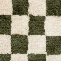 Coussin rectangulaire tufté (38 x 58 cm) Damier Vert kaki