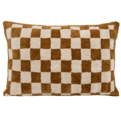 Coussin rectangulaire tufté (38 x 58 cm) Damier Jaune ocre