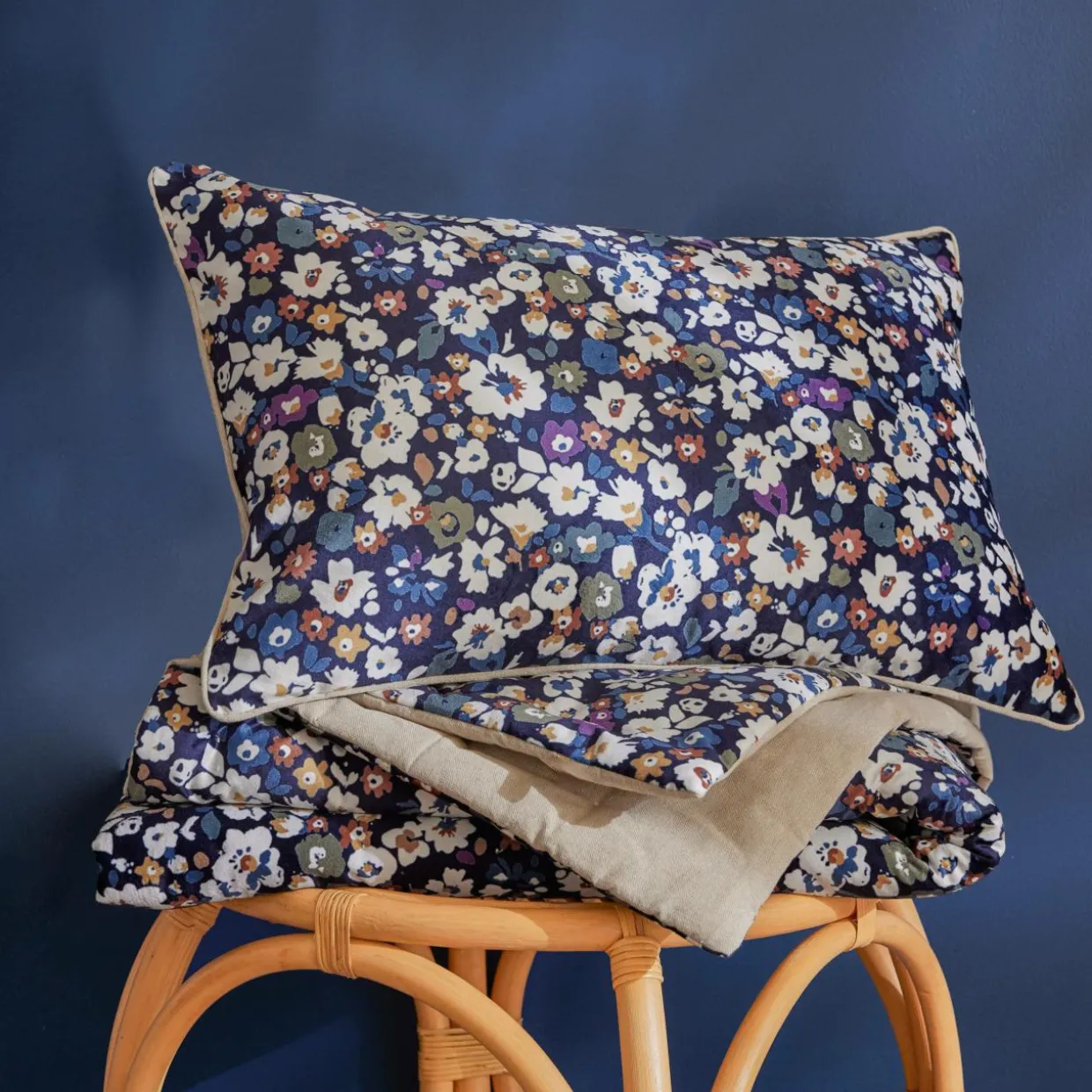 Coussin rectangulaire velours (40 x 60 cm) Dolores Bleu