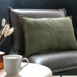 Coussin rectangulaire velours (40 x 60 cm) Dandy Vert kaki