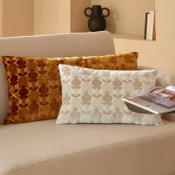 Coussin rectangulaire velours (35 x 75 cm) Luna Jaune ocre