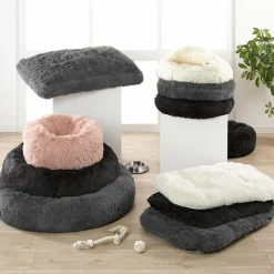 Coussin rond apaisant pour chat et chien Fluffy D95 cm Noir