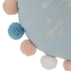 Coussin rond enfant (35 cm) Hiver Bleu