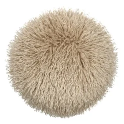 Coussin rond fausse fourrure (40 cm) Cosylife Beige