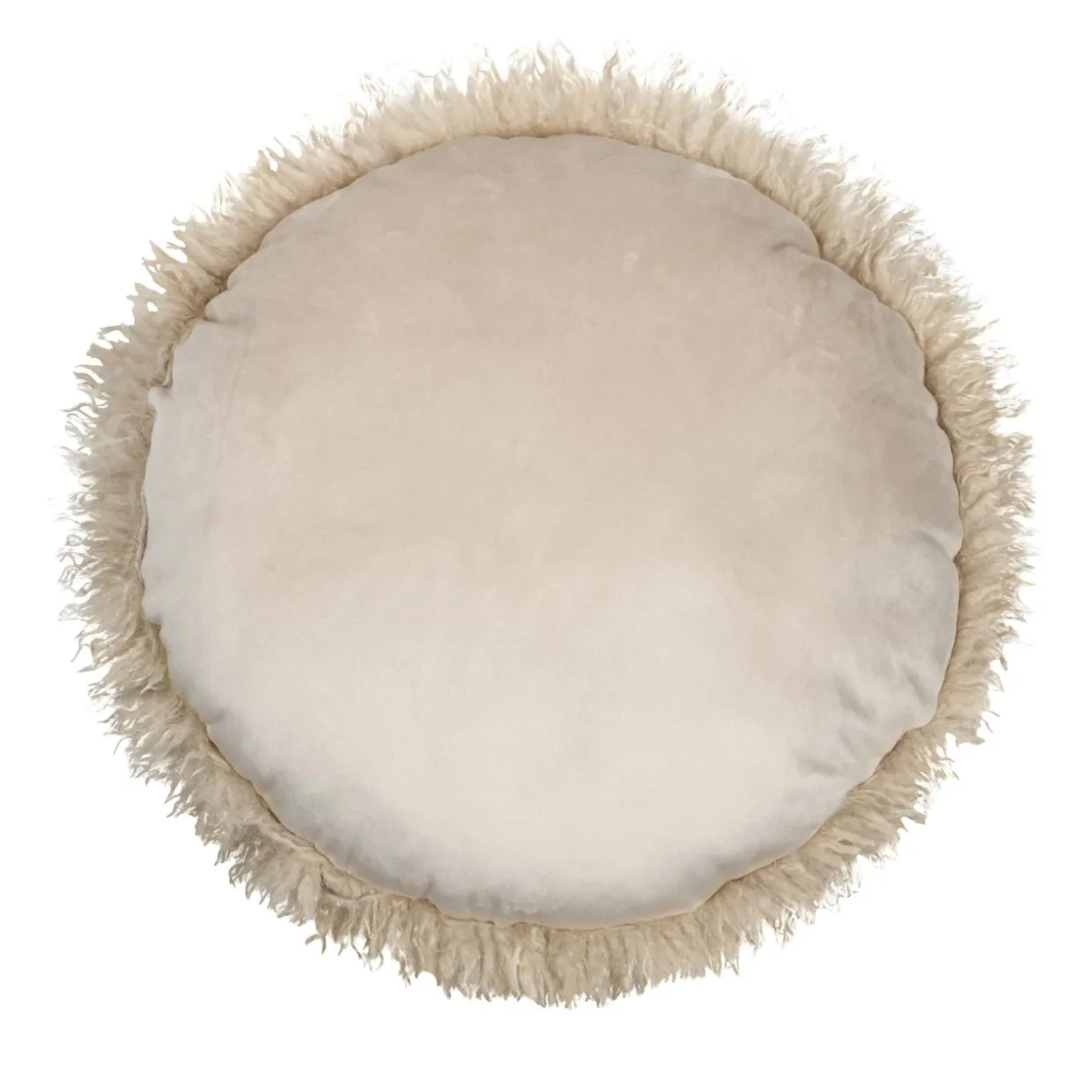Coussin rond fausse fourrure (40 cm) Cosylife Beige