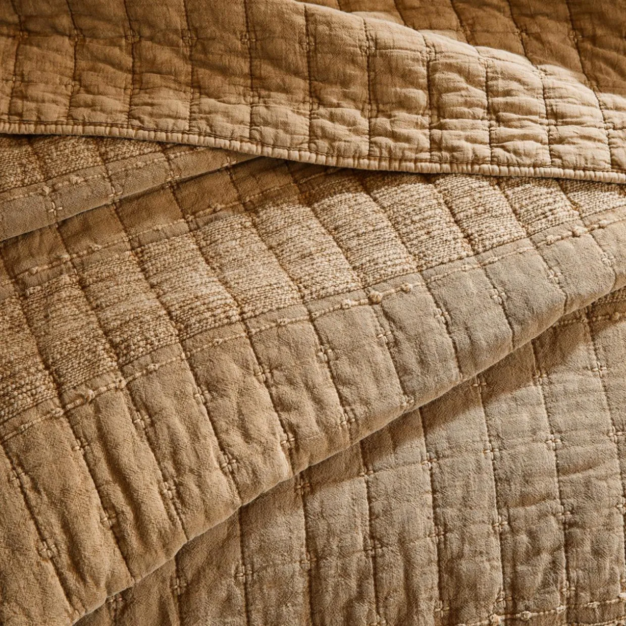 Couvre-lit coton matelassé (240 x 260 cm) Lena Camel