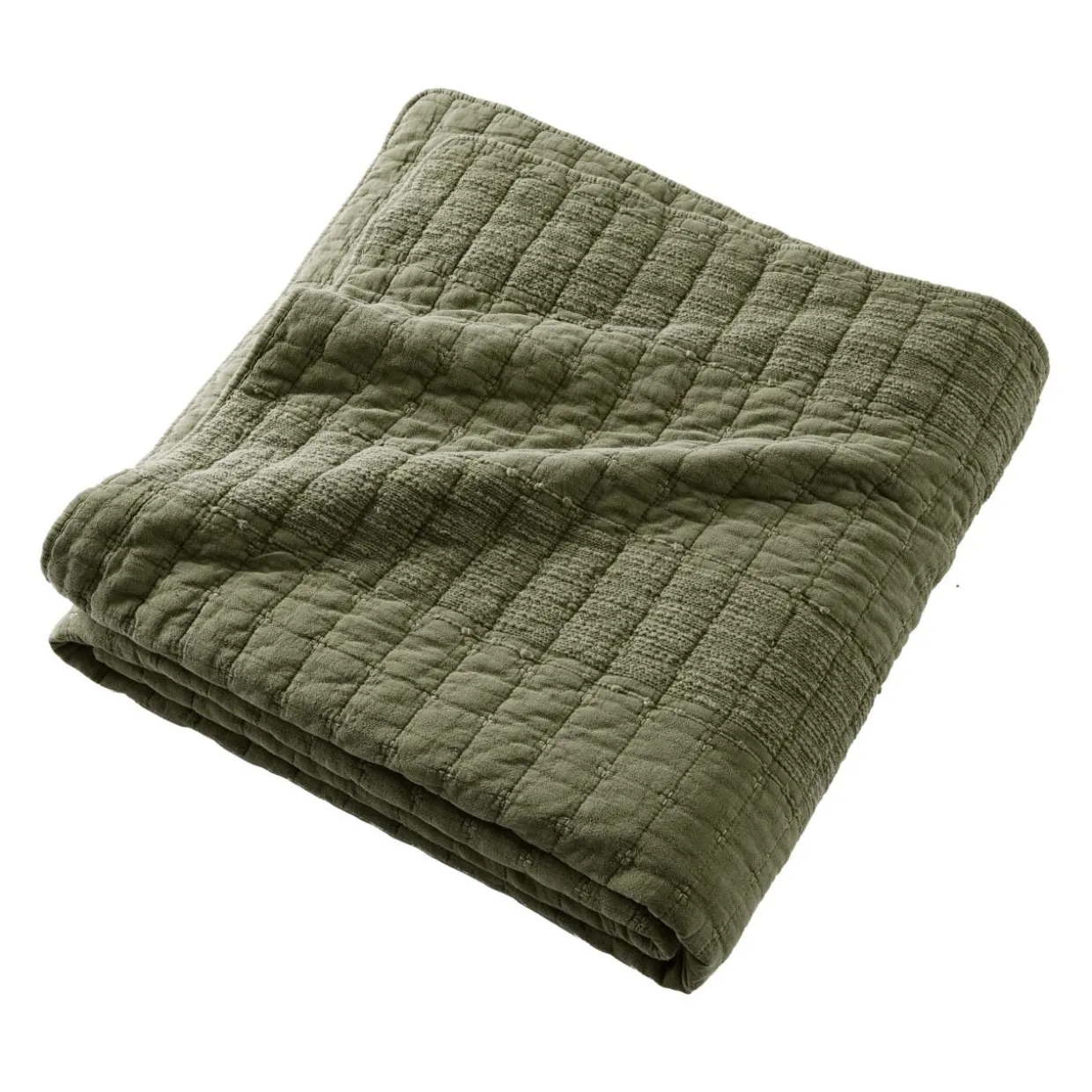 Couvre-lit coton matelassé (220 x 240 cm) Lena Vert romarin