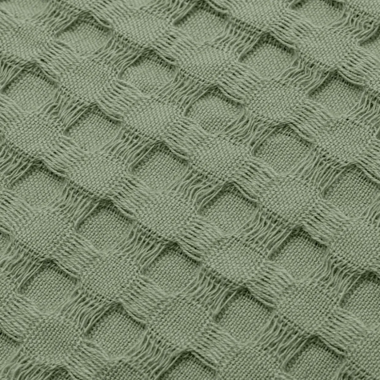 Couvre-lit coton nid d'abeille (180 x 220 cm) Maya Vert romarin